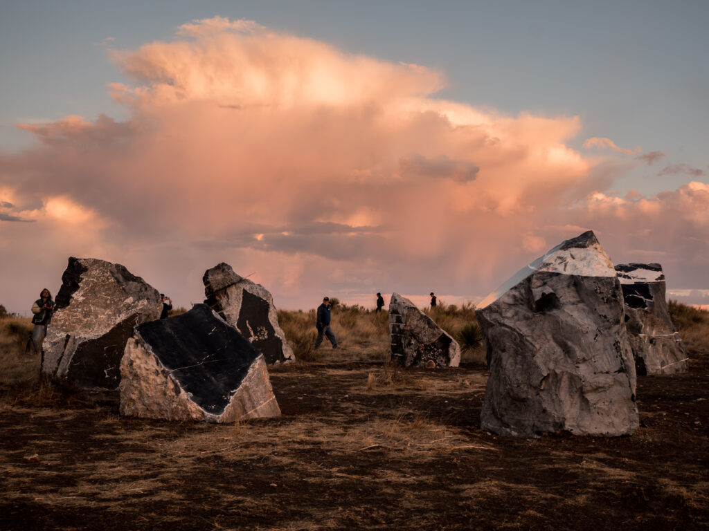Haroon Mirza’s "stone circle," 2018, at Ballroom Marfa (photo by Rowdy Lee Dugan) 