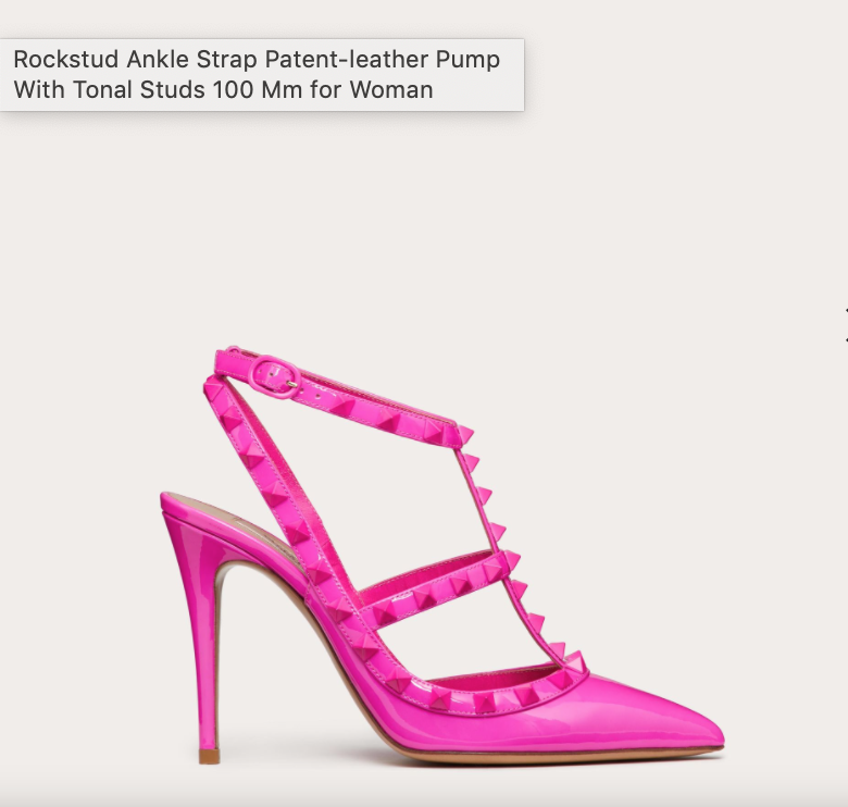 Valentino Garavani Rockstud ankle strap patent-leather pump with tonal studs available online, $1,190
