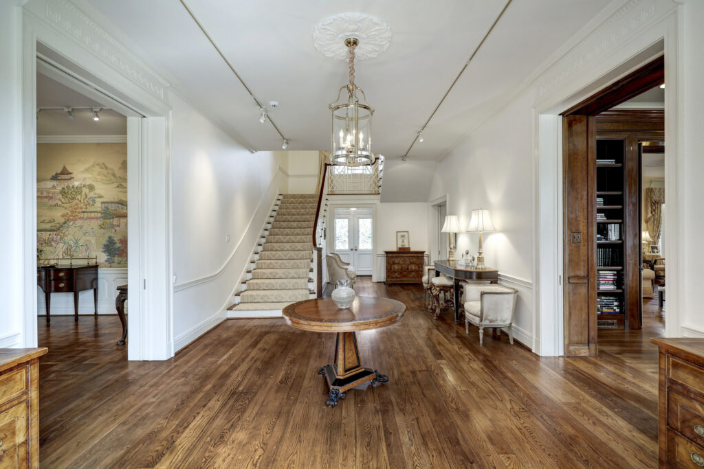 One of two staircases in the Birdsall Briscoe home at 3425 Sleepy Hollow Court in River Oaks. (Photo by TK Images/Courtesy of Compass)