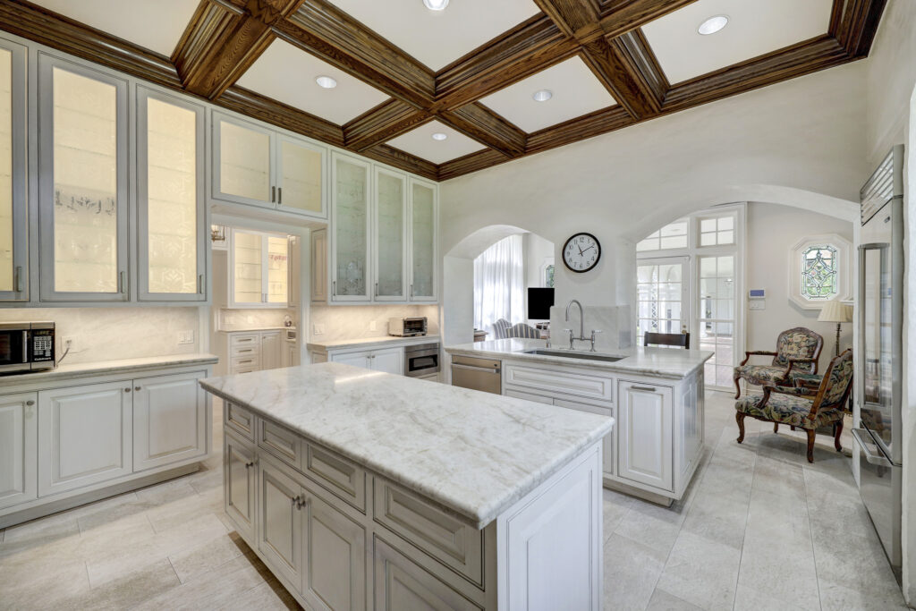 The updated kitchen in the Birdsall Briscoe home at 3425 Sleepy Hollow Court in River Oaks. (Photo by TK Images/Courtesy of Compass)