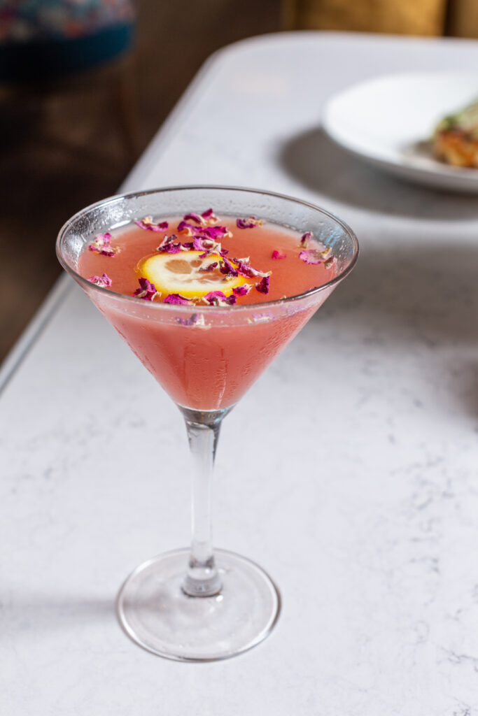 The Rose Water Lemon Drop is one of The Audrey's exclusive craft cocktails.