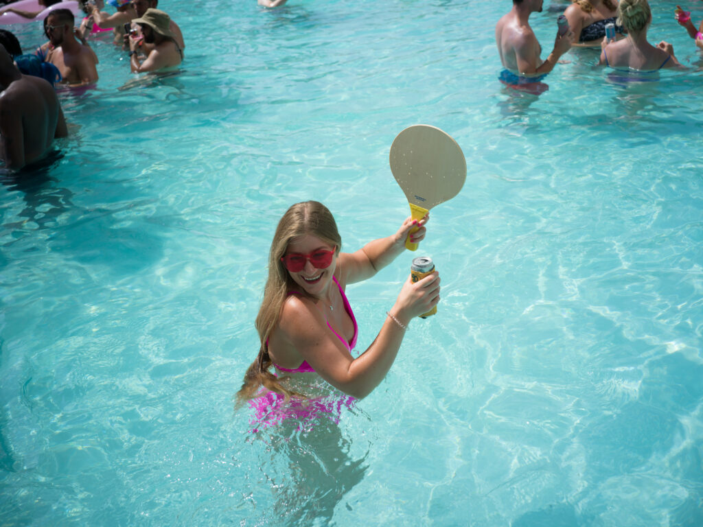 Tiffany Wisneski at the Barbie-inspired pool party at Brava, the downtown residential high rise.