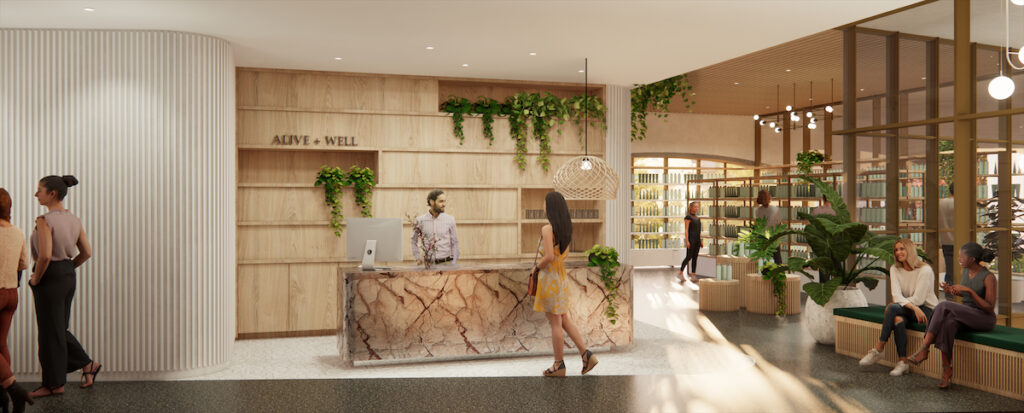 An original rendering of Austin-based Alive and Well in The Terminal.