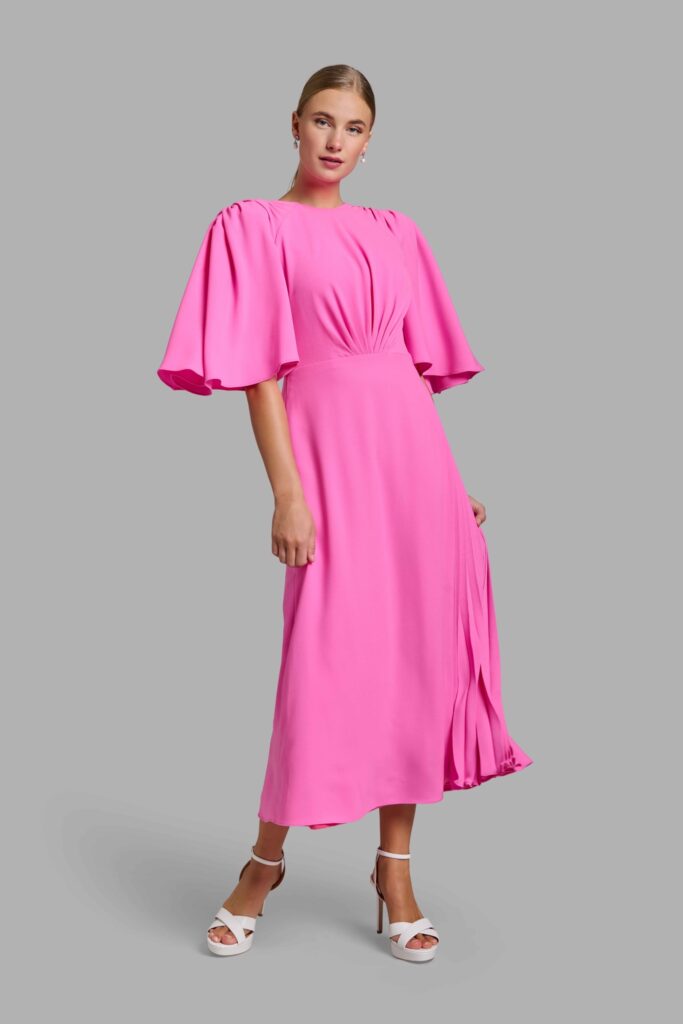 Zaffori midi dress in pink, $640