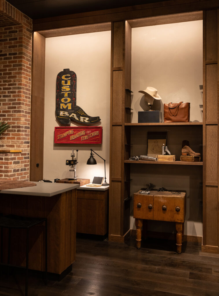 The complimentary boot shining station in Tecovas' NorthPark Center store. (photo by Justin Clemons, courtesy of NorthPark Center)