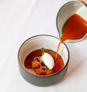 The watermelon gazpacho at Georgie is a must-try starter. (Photo by Beckley)