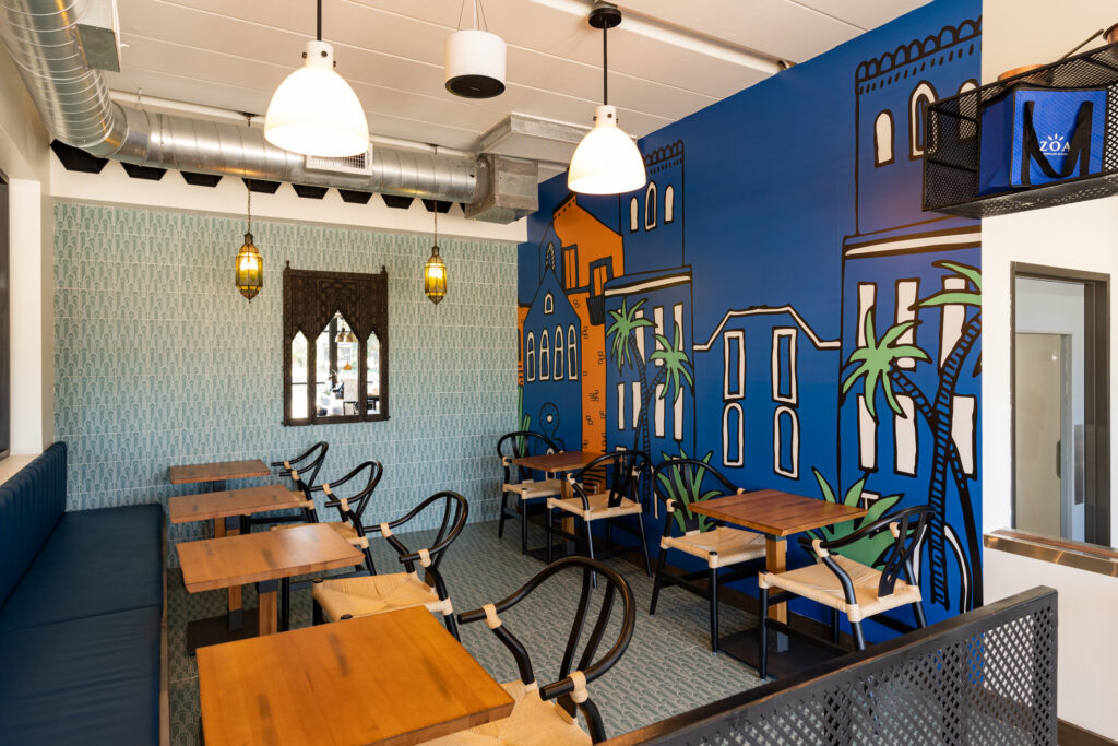 Inside the new Richmond Avenue location of ZOA Moroccan Kitchen, built next door to Bella Restaurant's other concept, Coco Crepes and Coffee.   (Photo by Photos by ZOA's Shawn Chippendale)