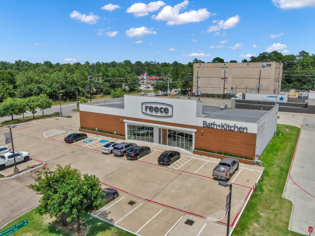 Reece Bath+Kitchen is on the northbound feeder road, just south of Woodlands Parkway. 