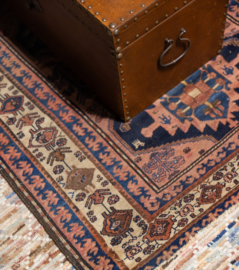 Rug details at the Angeline Guido Design vignette at Thrift Studio 2023.  (Photo by Aaron Dougherty)