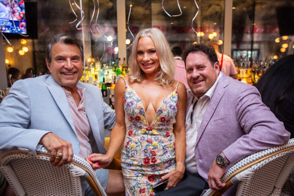 Nick Evanoff, Angela Box, Chris Roachat Le Barbie Brunch at Brasserie 19. (Photo by Alexander Hemingway)