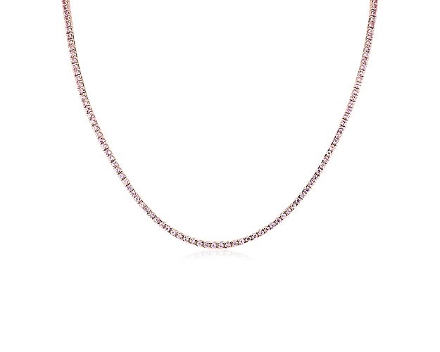 Pink Sapphire Eternity Necklace In 14k Rose Gold