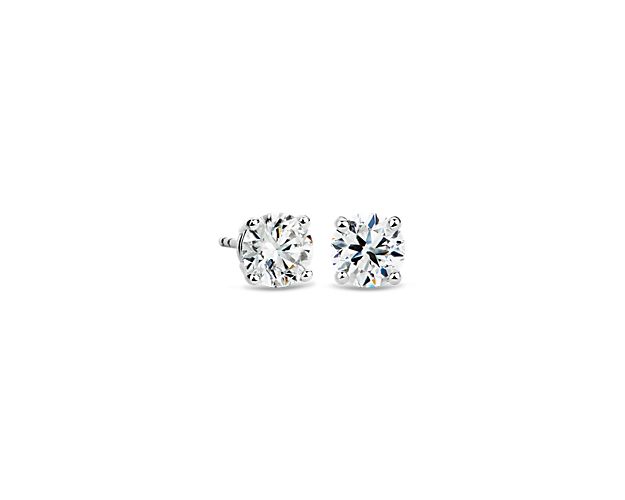 Diamond Stud Earrings In 14k White Gold