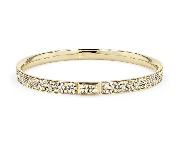 Diamond Pavé Bangle Bracelet In 18k Yellow Gold