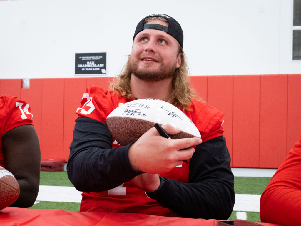 University of Houston center Jack Freeman is playing for his mom too. (Photo by F. Carter Smith) 