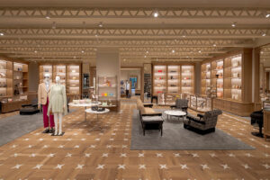 Custom flooring and worldly antiques at the new Dallas Gucci store in NorthPark Center.