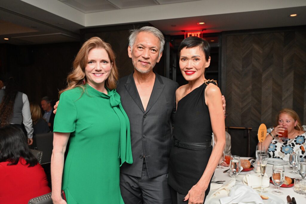 Alecia Lawyer, Marc & Duyen Nguyen at the Steak 48 fall fête doubling as kick-off for the Houston Arts Alliance gala. (Photo by Alex Montoya)