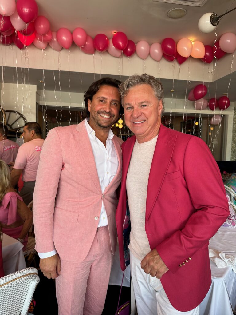 Danny Daniel, Charles Clark at Le Barbie Brunch at Brasserie 19. (Photo by Alexander Hemingway)