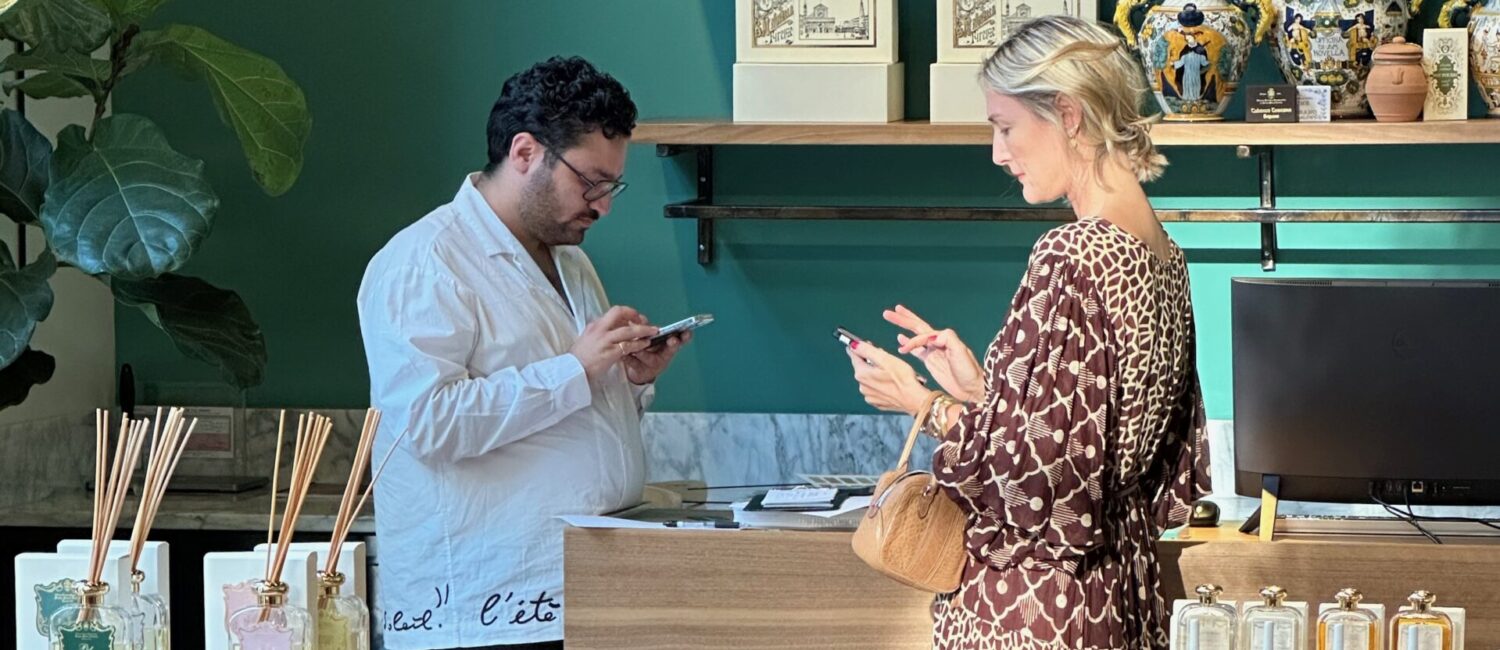 Fashion designer Amir Taghdi and client Tatiana Massey at the afternoon cocktail event at The Conservatory in River Oaks District.