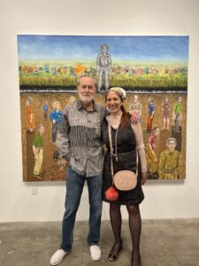 Wayne Gilbert, Catherine D. Anspon at the artist’s 2022 opening at Bill Arning Exhibitions, Houston