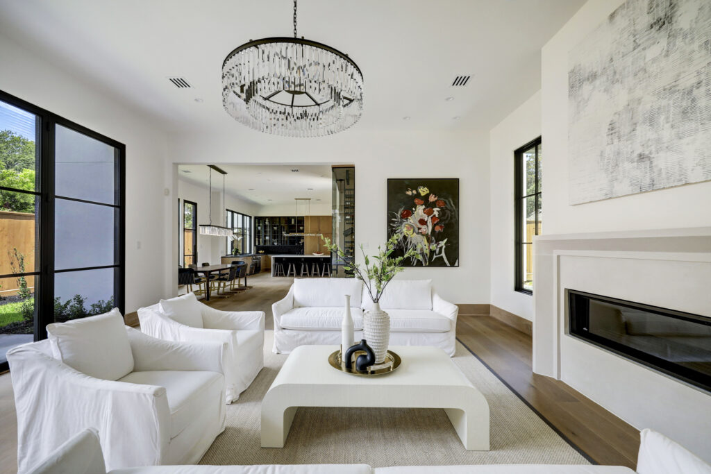 The open plan in the new build at 3628 Locke Lane in River Oaks. (Photo by TK Images for Compass)