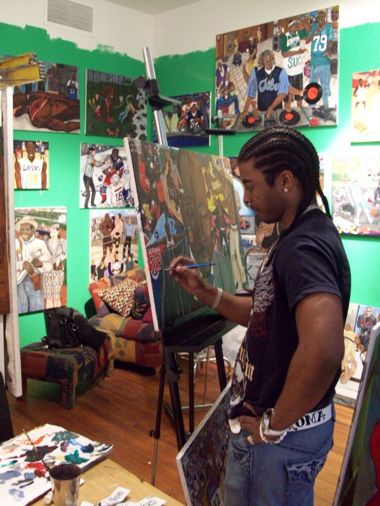 Artist El Franco Lee II is pictured participating in Round 3 of Lawndale Art Center's Artist Studio Program in 2009. (Courtesy El Franco Lee II)