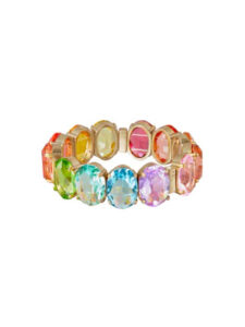 Jumbo Multi Gemstone Heart Bracelet | Sparkle Society 14K Yellow Gold / Pink Enamel