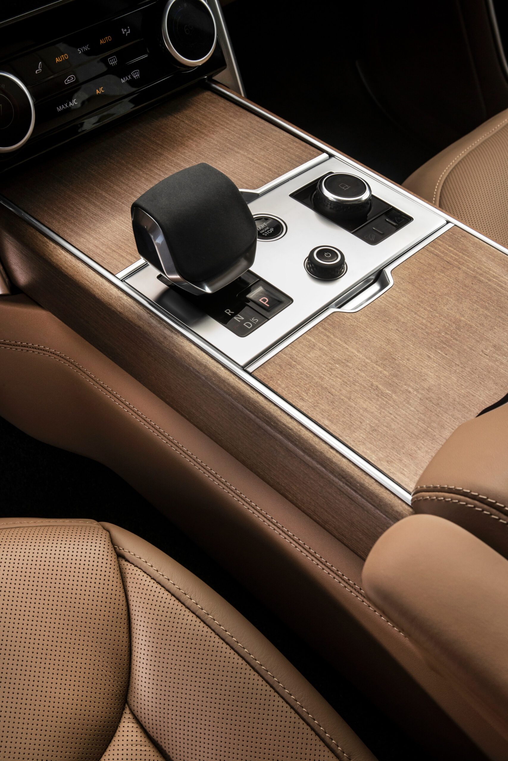 The Range Rover currently offers two gasoline engines and a Plug-In Hybrid (PHEV) option. A fully-electric model is forthcoming. All are paired with a silky eight-speed automatic mated to a chic shifter. (Courtesy Land Rover)