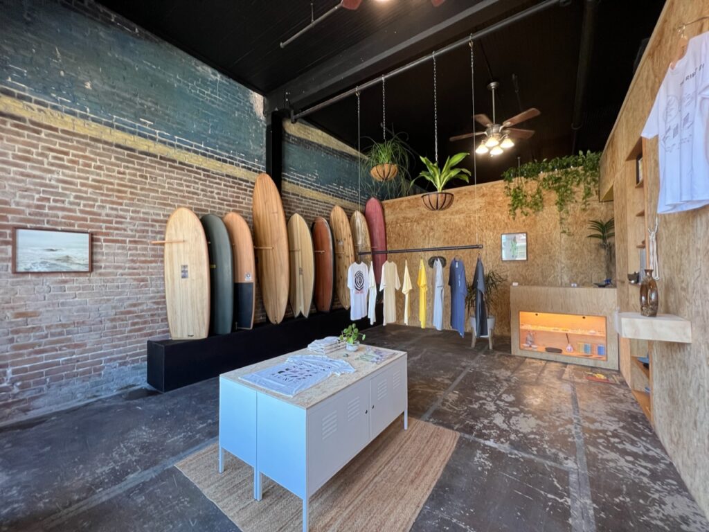 The PICNIC SURF SHAPES shop in Galveston, with unique surfboards made by Greg Ruppe and PICNIC brand merchandise.(Courtesy of PICNIC SURF SHAPES)