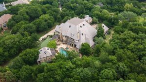 Six – 6901 Sanctuary Lane aerial view of the 2.2 acre estate in Mira Vista.