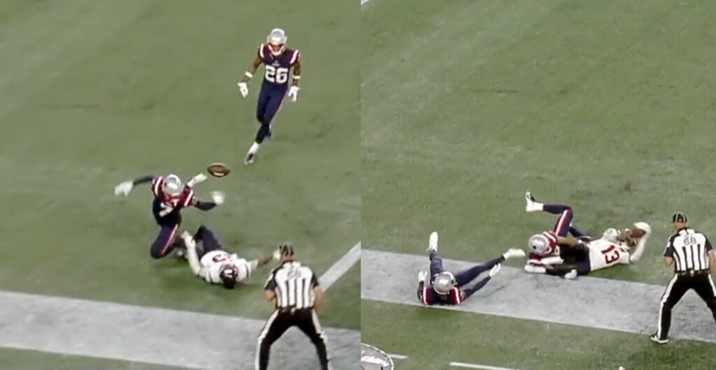 Tank Dell made a juggling circus catch for his first NFL preseason touchdown.