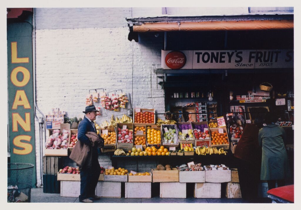 William Christenberry,'s "Fruit Stand Sidewalk, Memphis, Tennessee," 1966, printed 1982 (© Estate of William Christenberry, courtesy Pace Gallery)