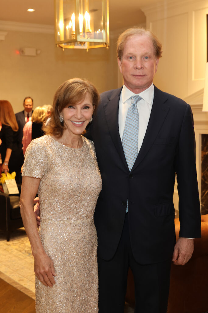 Melanie Jarrell, Al Lasher at the Lynn & Oscar Wyatt birthday/wedding anniversary celebration at the Houston Petroleum Club. (Photo by Priscilla  Dickson)