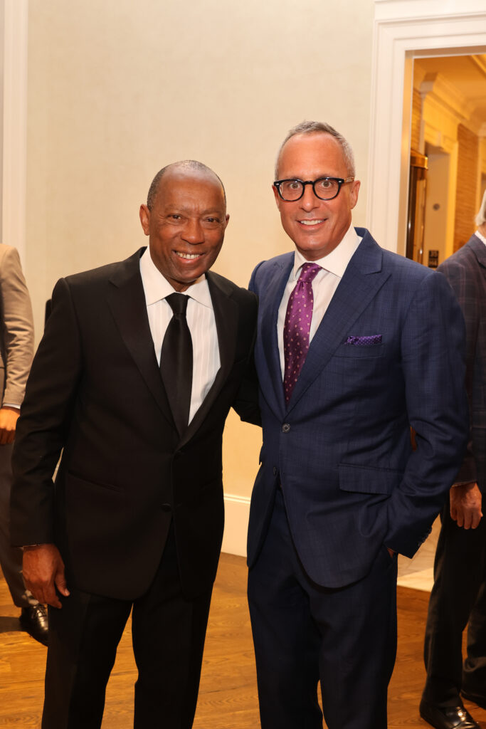 Mayor Sylvester Turner, Mark Sullivan at the Lynn & Oscar Wyatt birthday/wedding anniversary celebration at the Houston Petroleum Club. (Photo by Priscilla  Dickson)