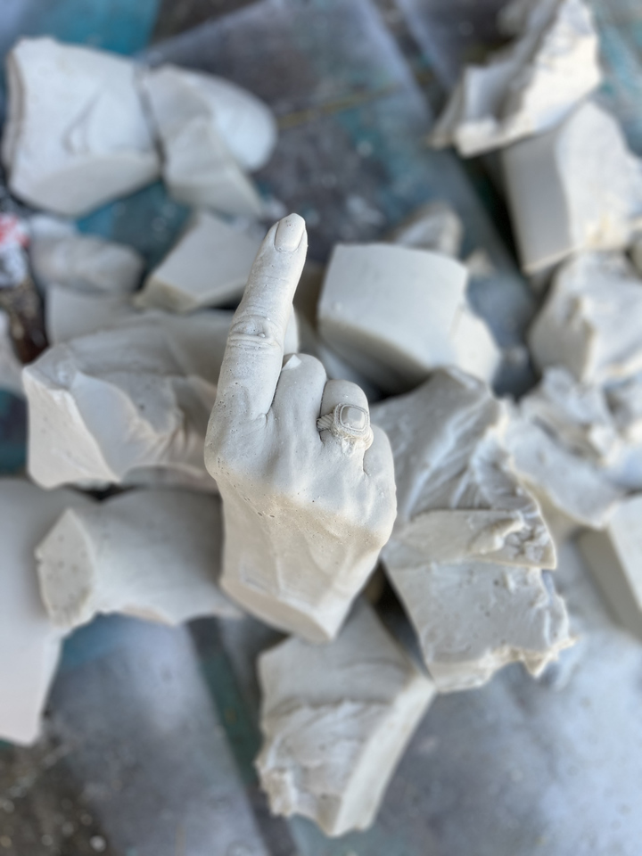 Shelby Hodge's hand cast by Patrick Medrano as part of a work for the Houston Arts Alliance gala auction. (Photo by Katy Anderson)