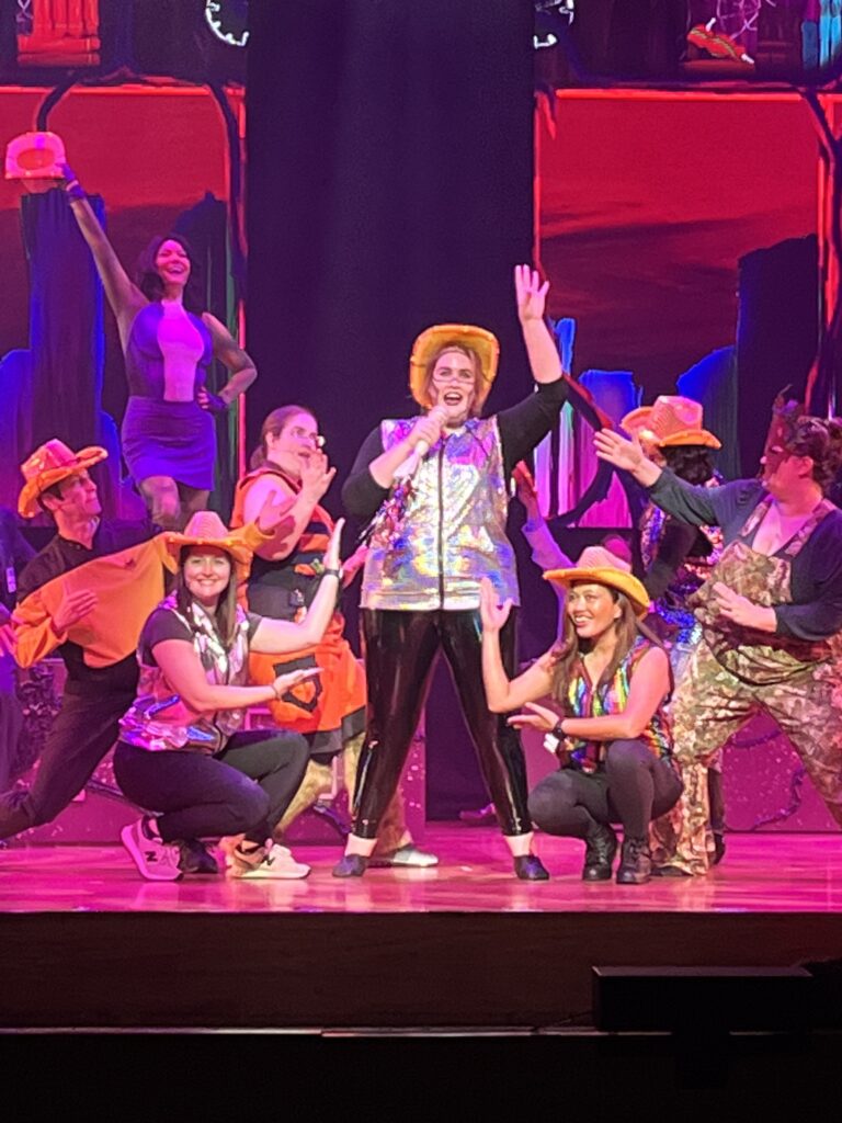 Marty Thompson, Marshall Campbell, Bri Holcombe, Blair Parker, Kelsey Heaton, Yoka Larasati, Chief Justice Tracy Christopher, Chelsea Lowance in Night Court's production of “The Law Files: The Truth is Out There" (Courtesy Night Court)