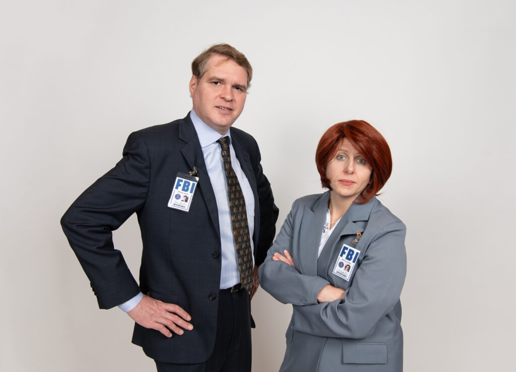 Allen Karger, Dana Lizik in Night Court's production of “The Law Files: The Truth is Out There" (Photo by John Wilson)