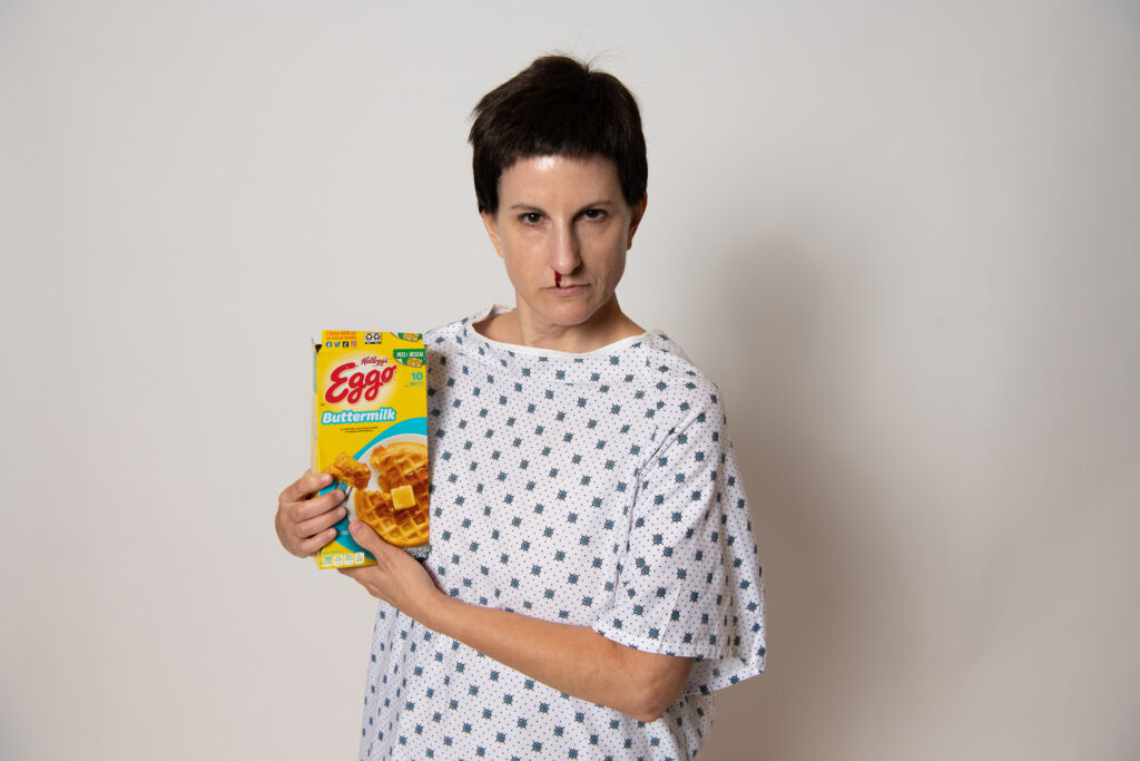 Heather “Hezz” Hughes in Night Court's production of “The Law Files: The Truth is Out There" (Photo by John Wilson)