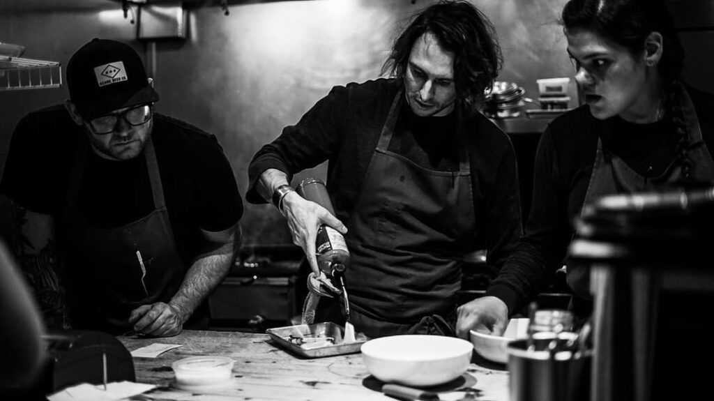 Warlord is a Chicago restaurant that highlights the skills of chefs Emily Kraszyk. John Lupton and Trevor Fleming. 