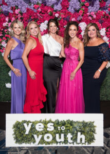 2023 YES to YOUTH Bloom Gala chairs Tiffany Baker, Andrea Aertker, Kristin English, and Bethany Shrewsberry with Michele Kooken, YES to YOUTH CEO.