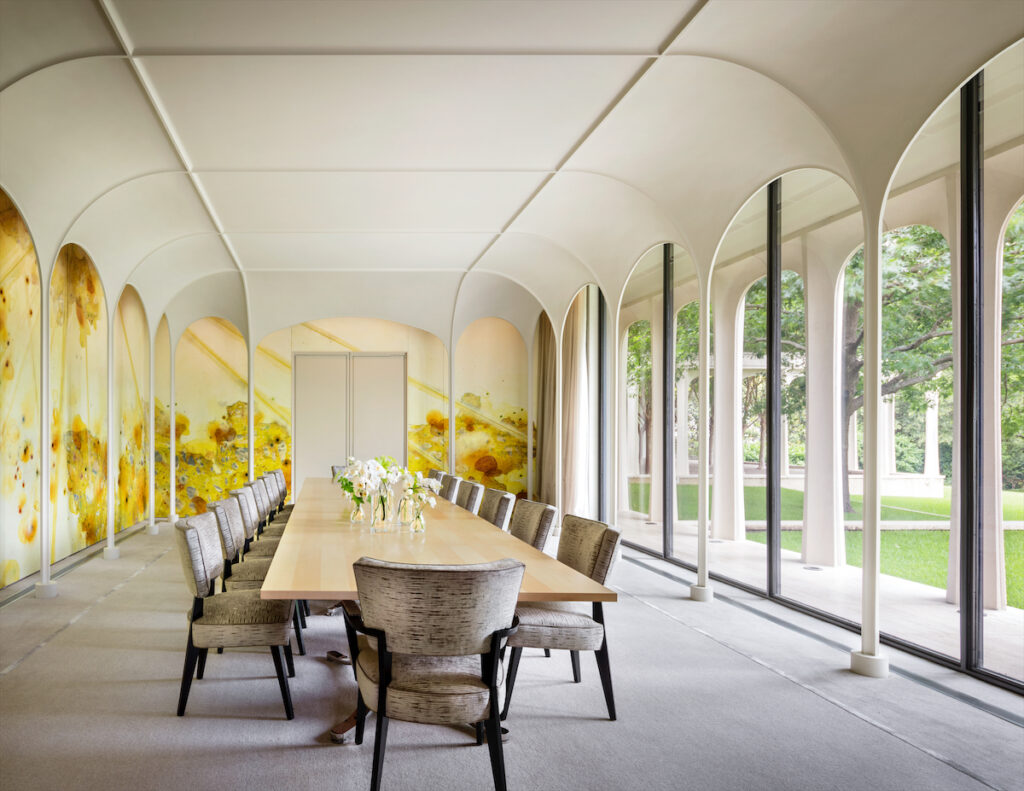 Dining room in the redone Philip Johnson-designed Beck house in Dallas. (photo courtesy of Scott Frances/Otto)