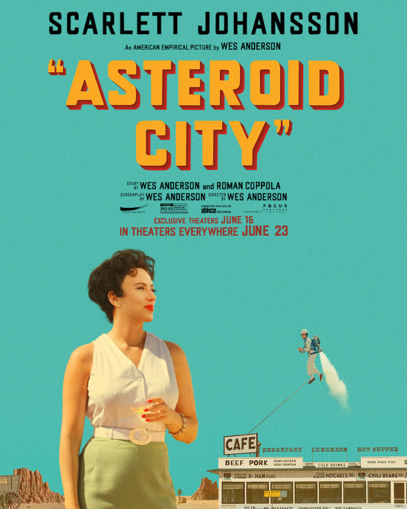 Scarlett Johansson in a poster for "Astroid City." ("Asteroid City" images courtesy of Roger Do Minh/Pop. 87 Productions/Focus Features)