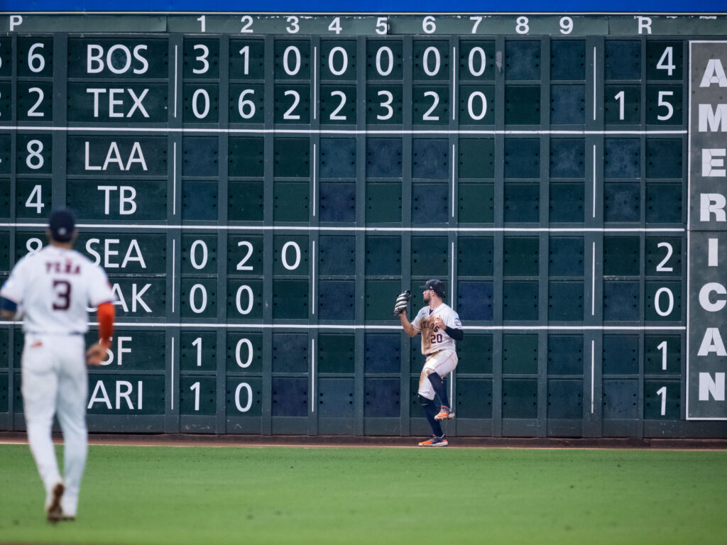Scoreboard watching is almost required these days, but the Astros know just winning is enough.  (Photo by F. Carter Smith)
