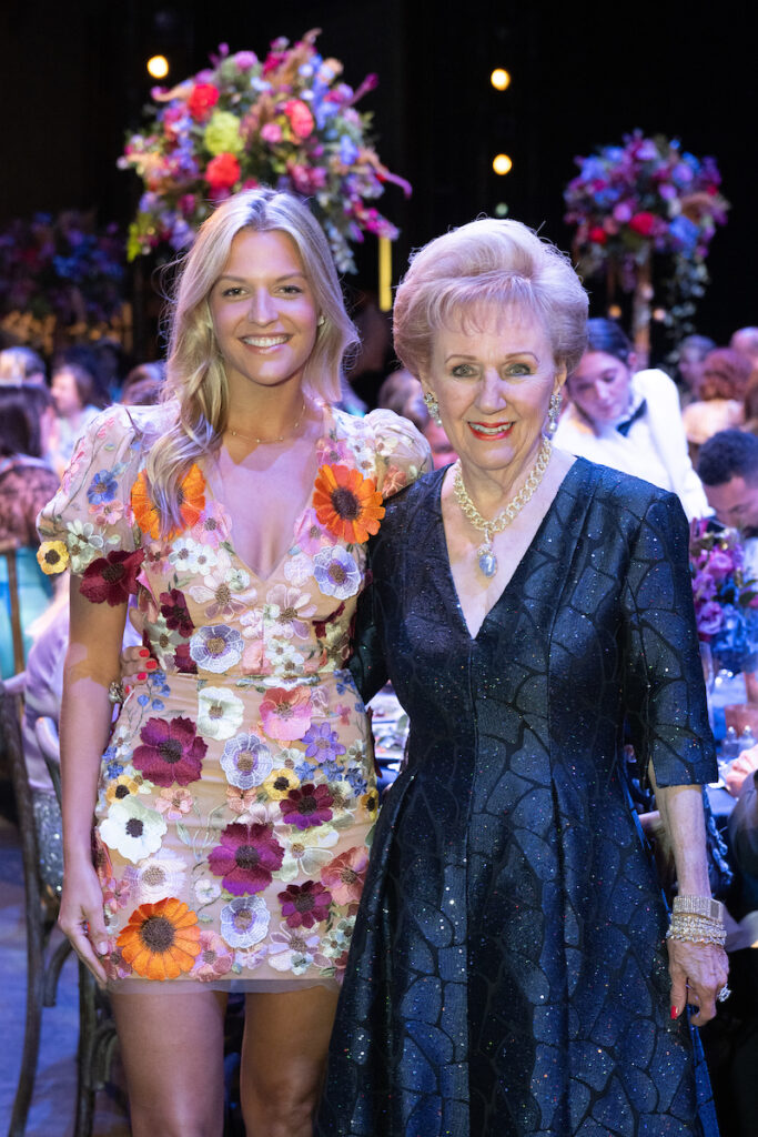 Carson Brown, Marguerite Swartz on stage at Wortham Theater Center for Houston Ballet's Opening Night Dinner. (Photo by Wilson Parish)
