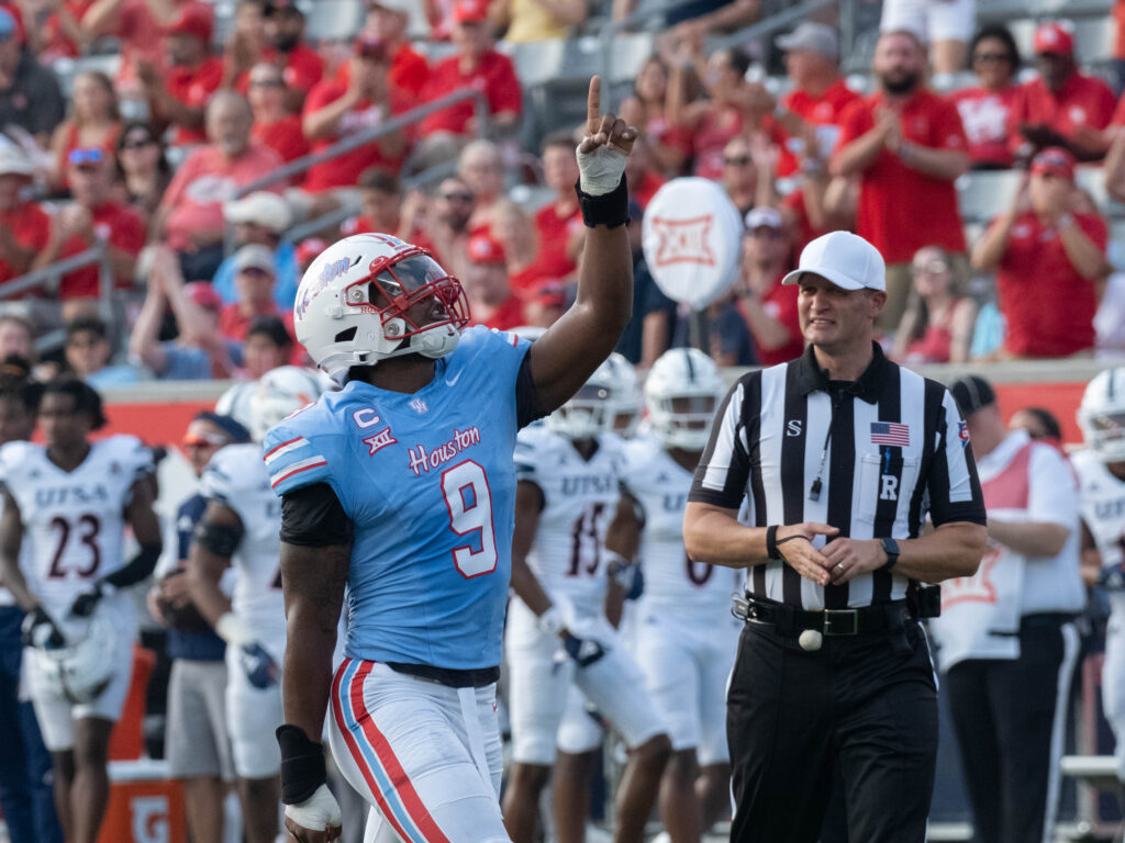 University of Houston defensive end Nelson Ceaser almost always makes a major impact. (Photo by F. Carter Smith)