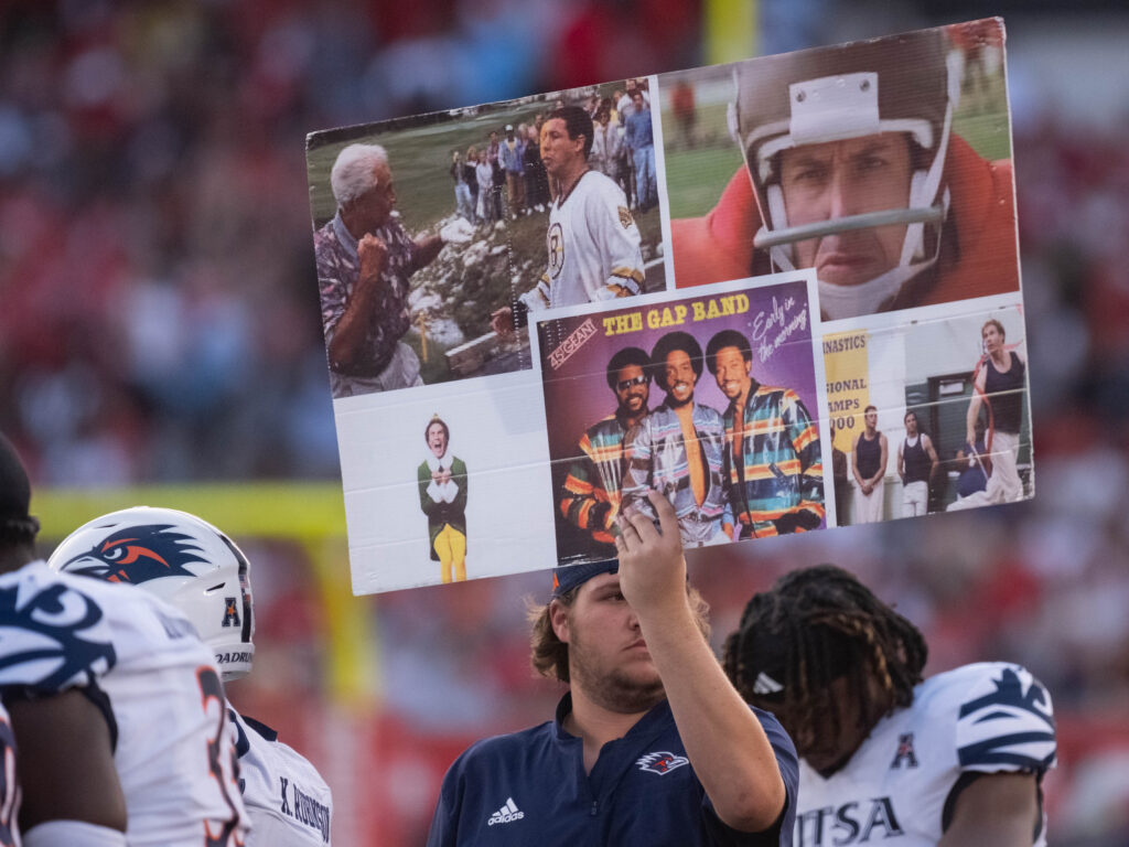 University of Houston's play call sheets are creative and memorable. (Photo by F. Carter Smith)