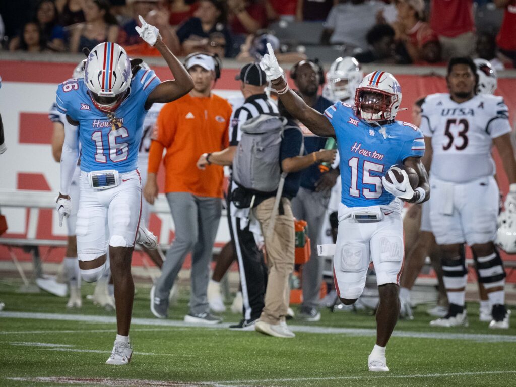University of Houston cornerback Mailk Fleming walked off with two interceptions in his first game with the Cougars. Then added another one against TCU. (Photo by F. Carter Smith)