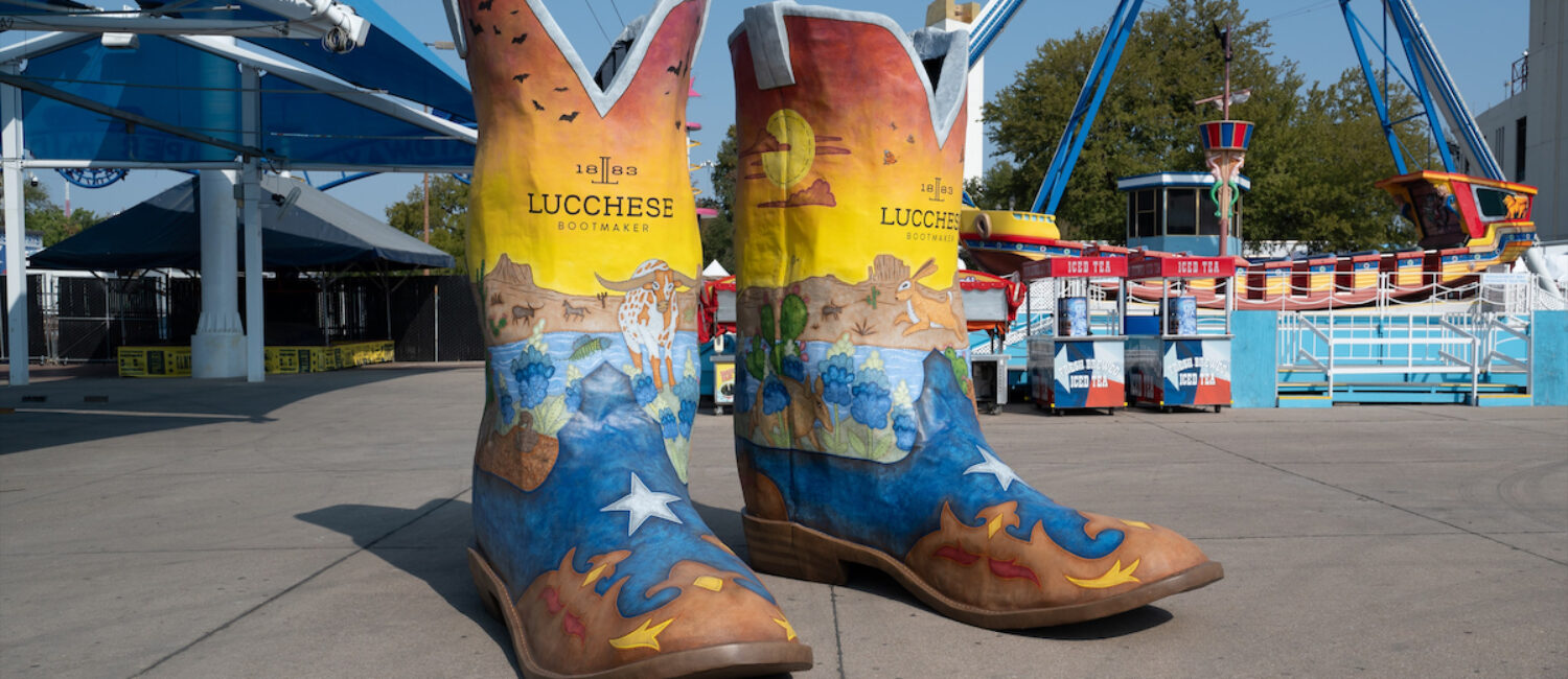 Big Tex’s new boots, designed by Lucchese in partnership with local artist Jessica Bonilla.