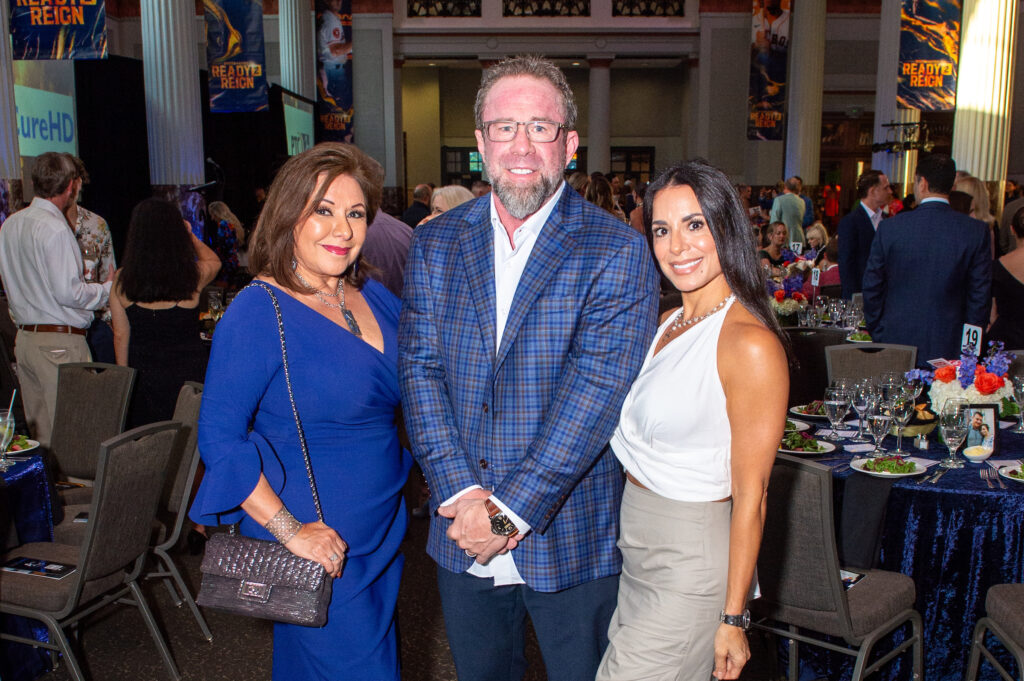Debbie Festari, Jeff & Rachel Bagwell at the HelpCureHD gala held in Union Station at Minute Maid Park. (Photo by Jacob Power)
