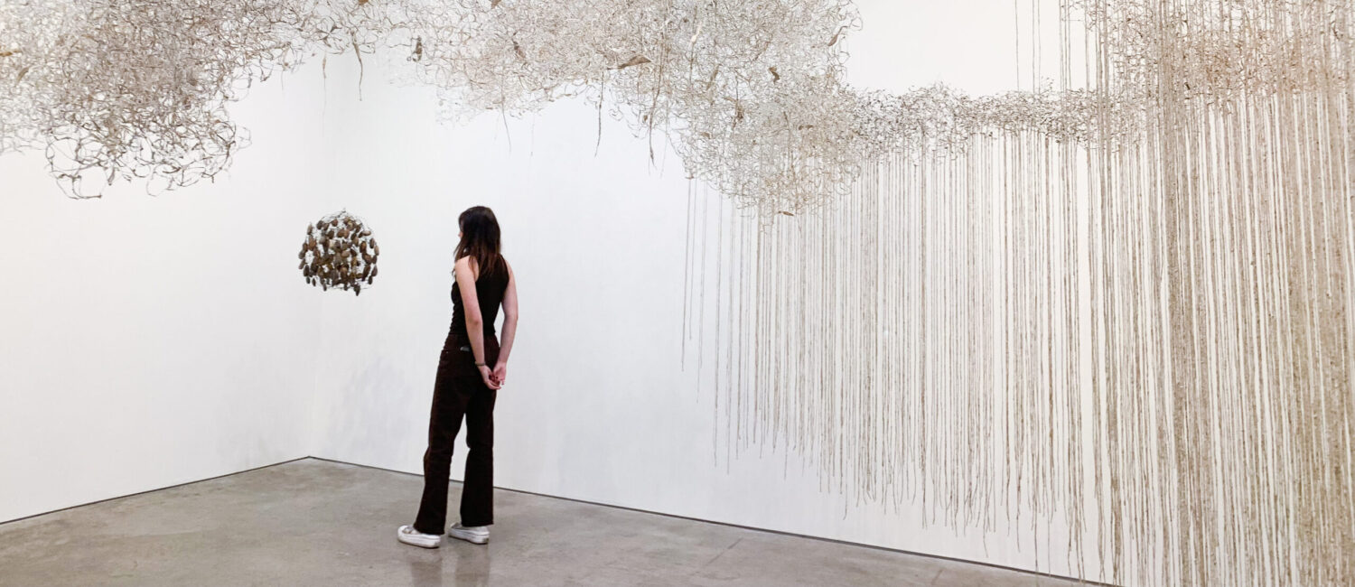 An installation view of Yuriko Yamaguchi’s solo exhibit “The Trees are Humming,” currently on view at Barbara Davis Gallery through November 11, 2023. (Courtesy Barbara Davis Gallery)