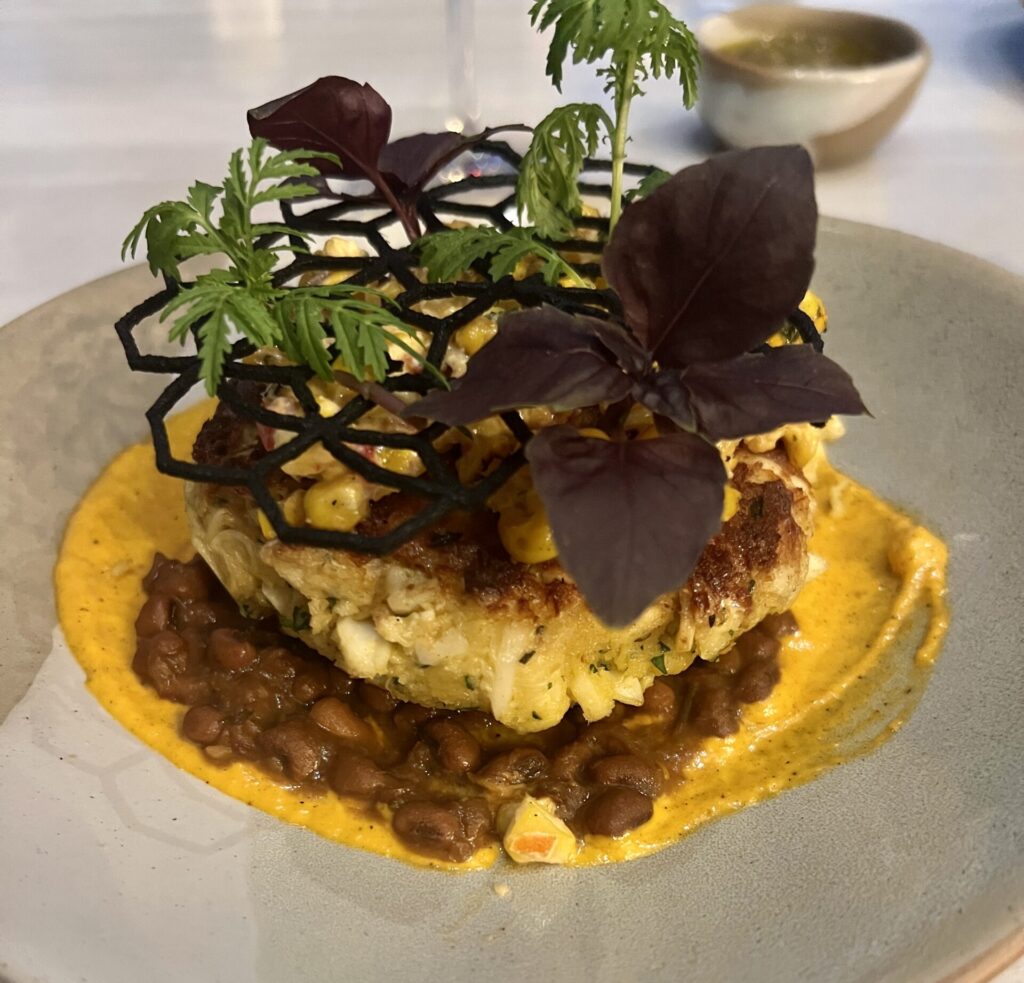 The Colossal Crab Cake is another beautifully plated dish at Margaret's. (Photo by Megan Ziots)